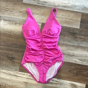 Jantzen Pink One-Piece Swimsuit with Ruching